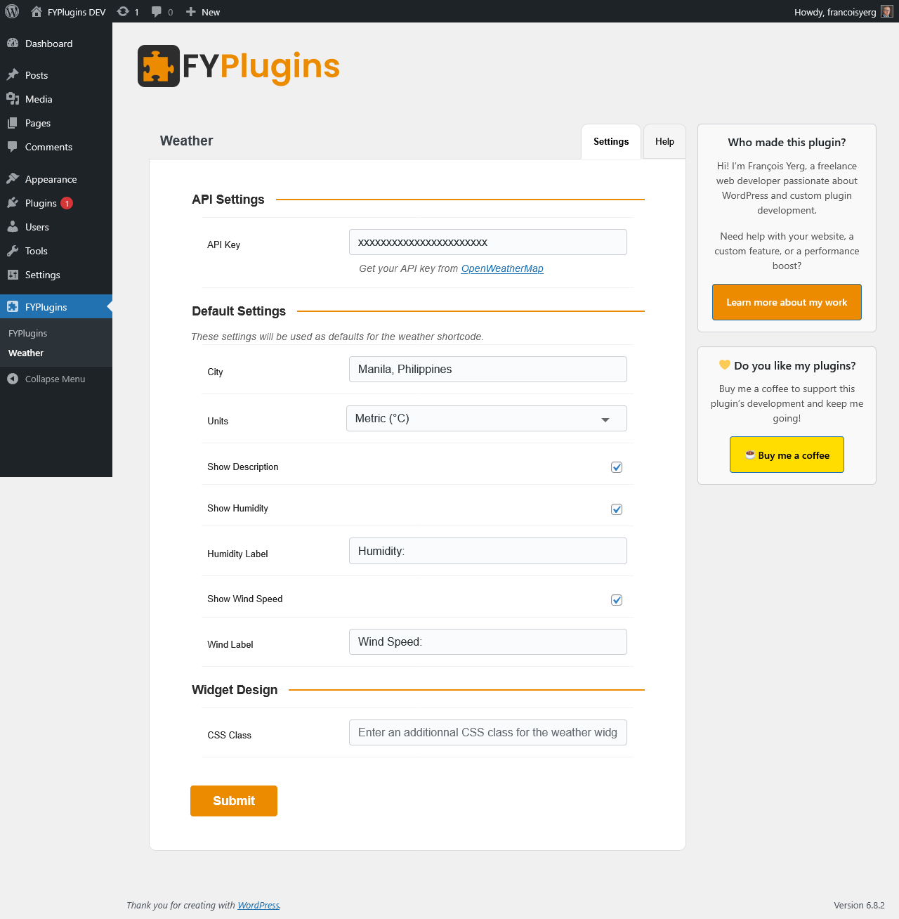 **Comprehensive Admin Settings** - User-friendly configuration panel for API key, default settings, and display options