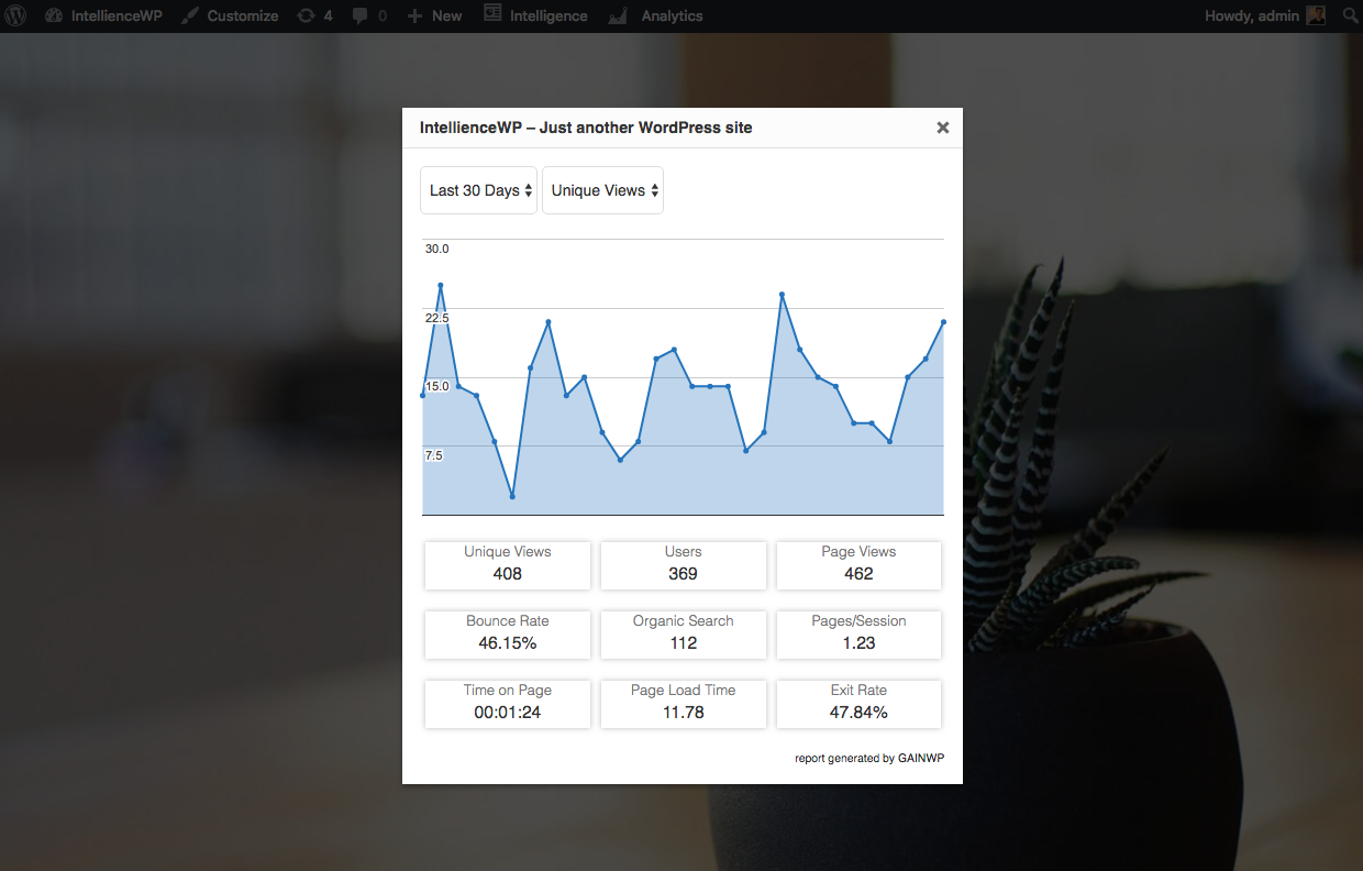 Google Analytics Frontend Report Overlay