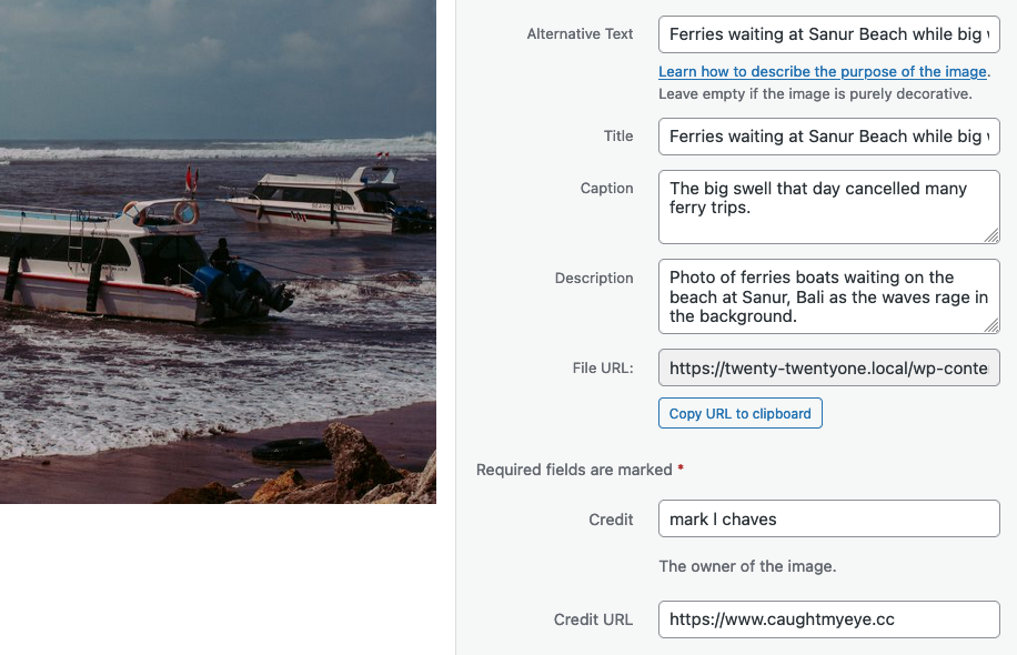 With GIC, you can even insert links to the image file and attachment Page!