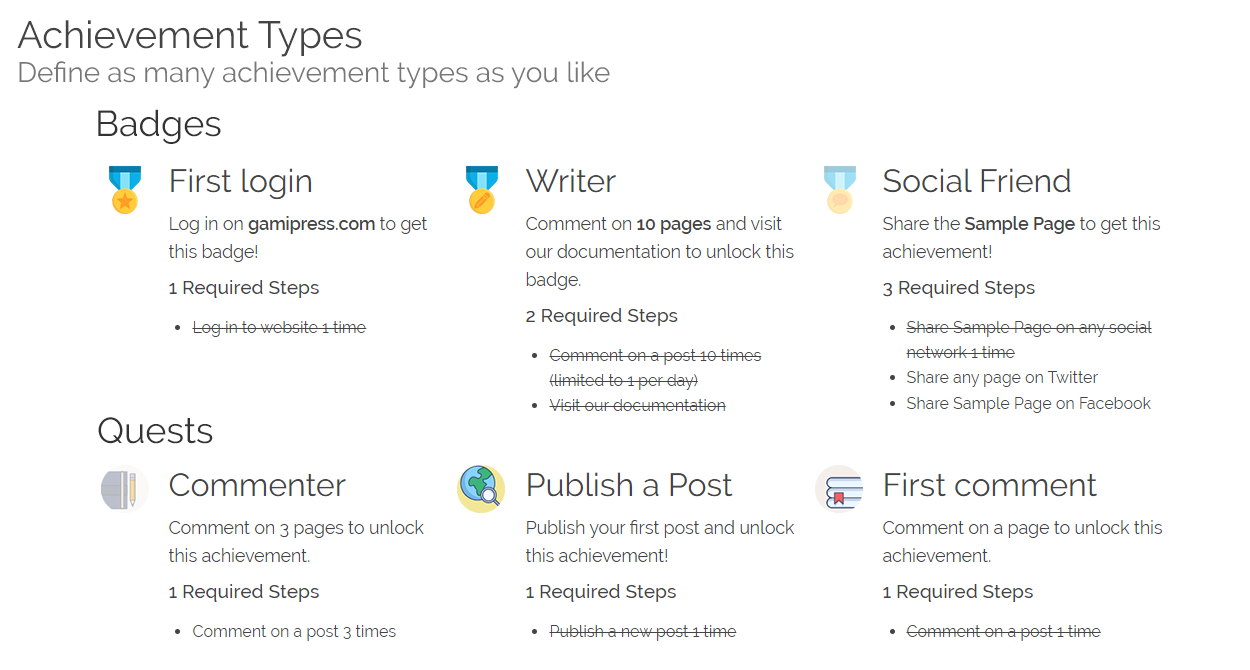 Simple yet powerful admin interface to manage your gamification elements.
