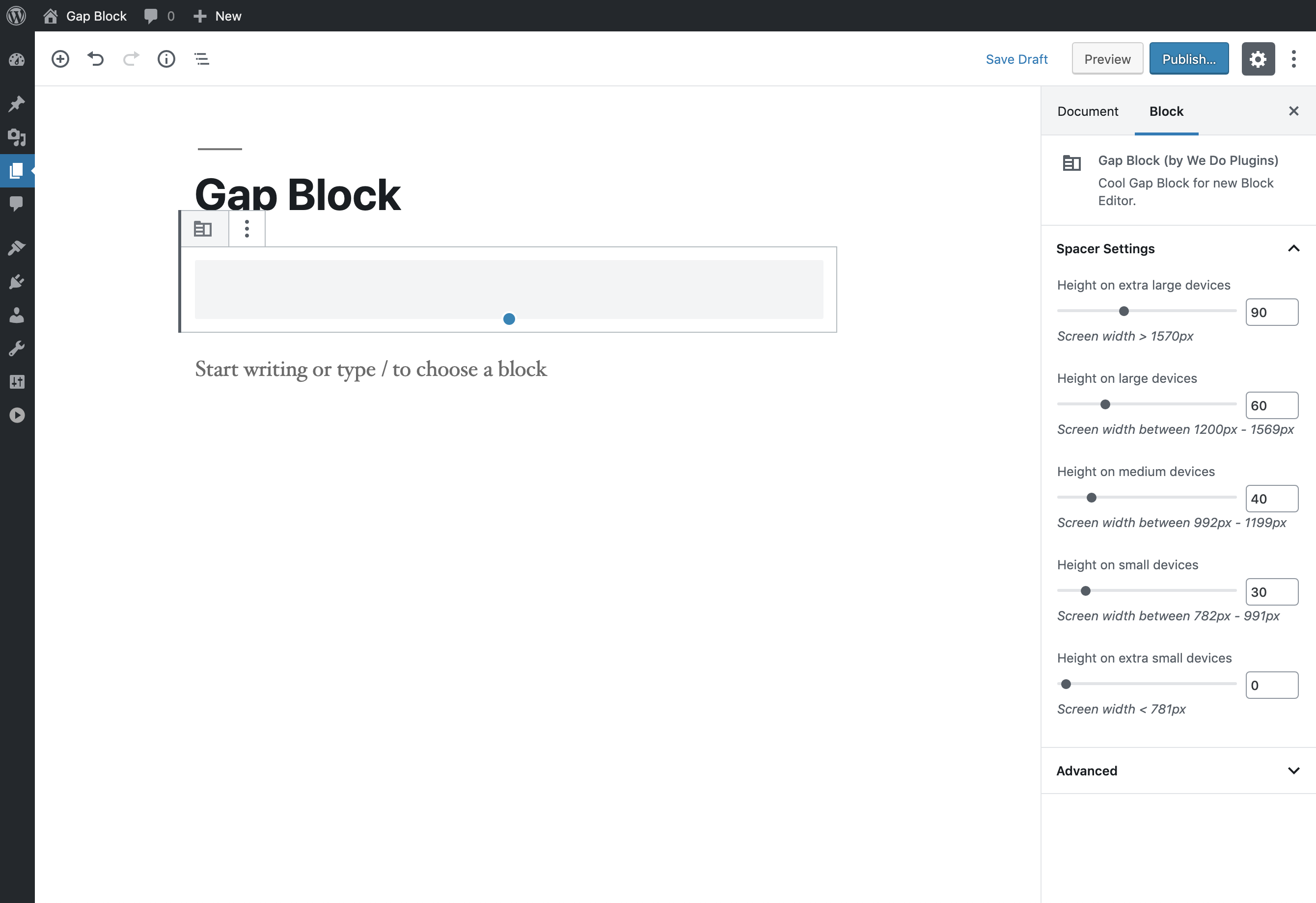 Set custom gap for different screen widths