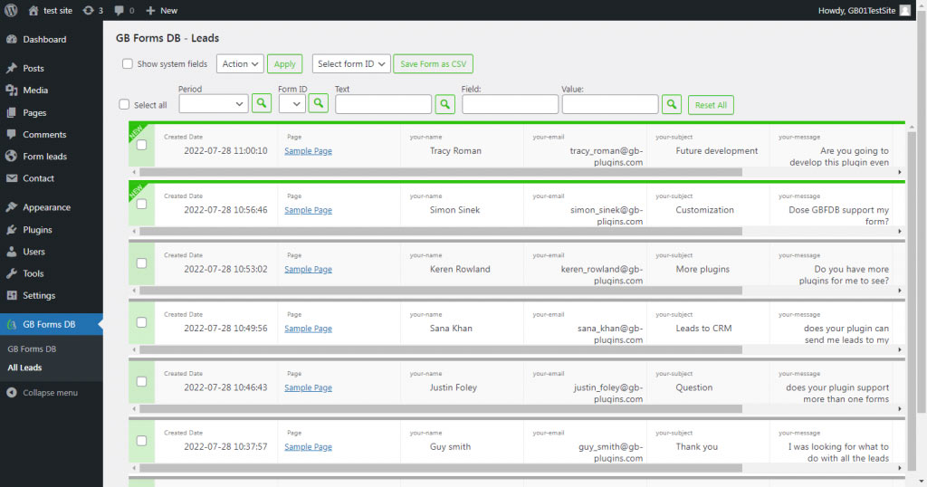 Leads page: manage your leads and see what's new