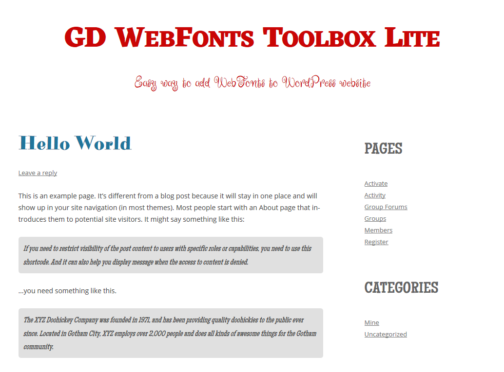 Web fonts include panel