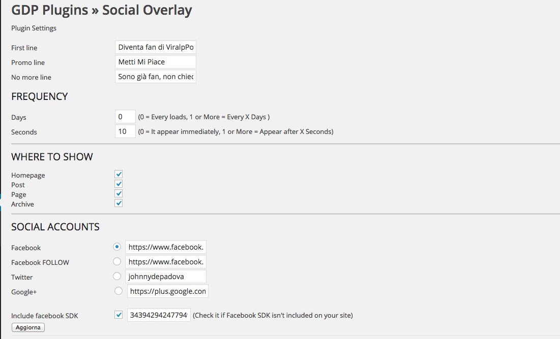 Settings Page