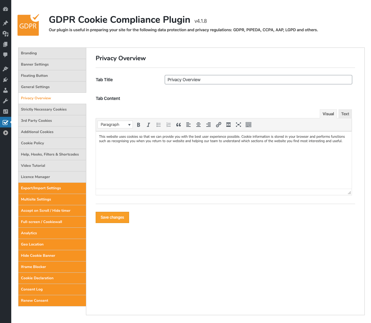 GDPR Cookie Compliance - Front-end - Full-Screen Mode - Cookie Settings [Premium]