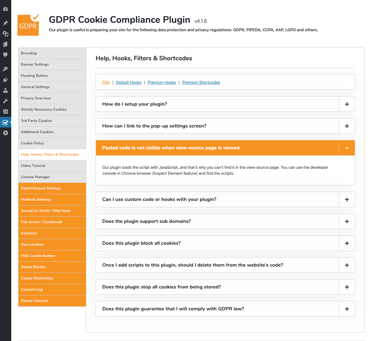 GDPR Cookie Compliance - Admin - General Settings