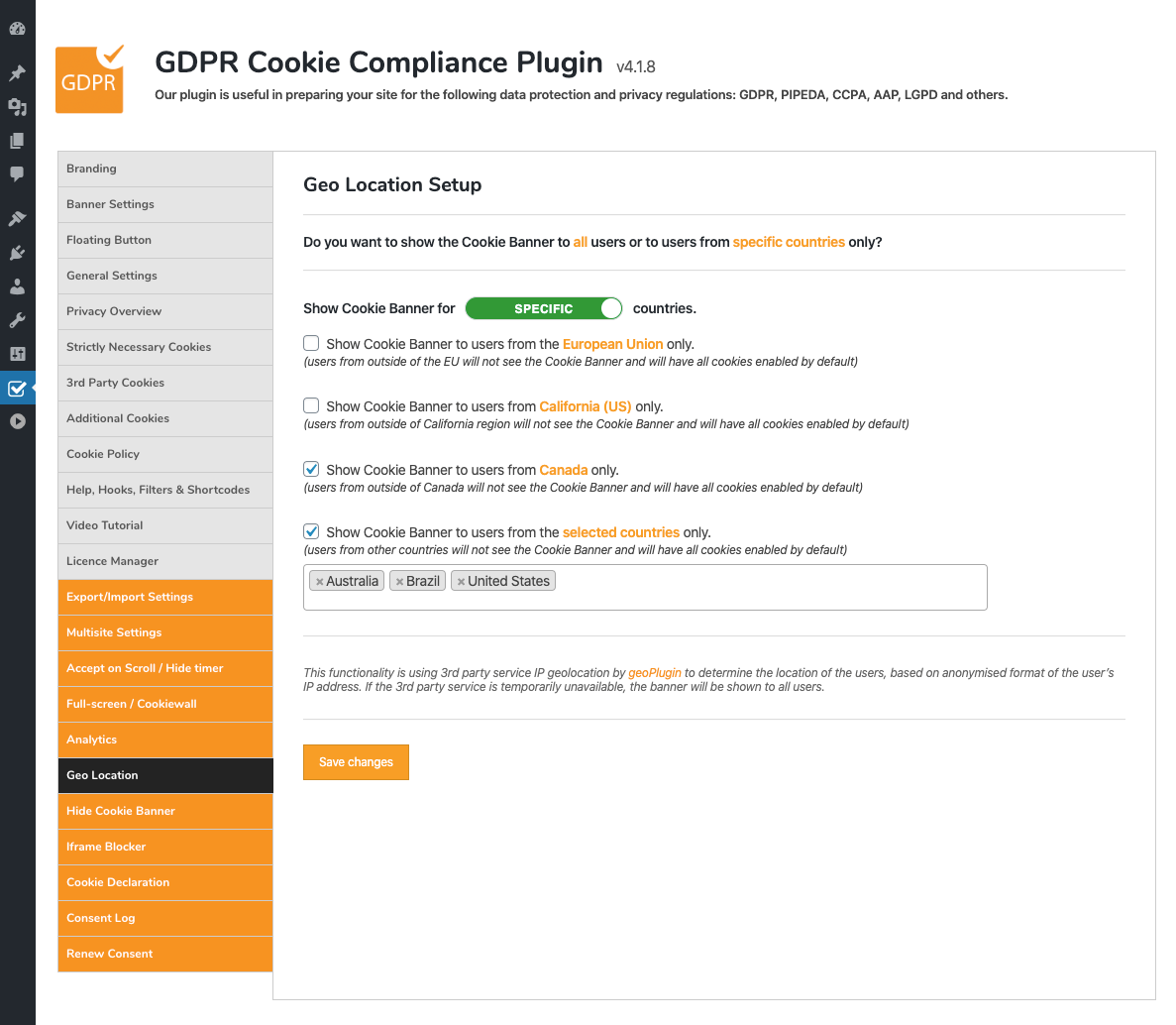 GDPR Cookie Compliance - Admin - Licence Manager