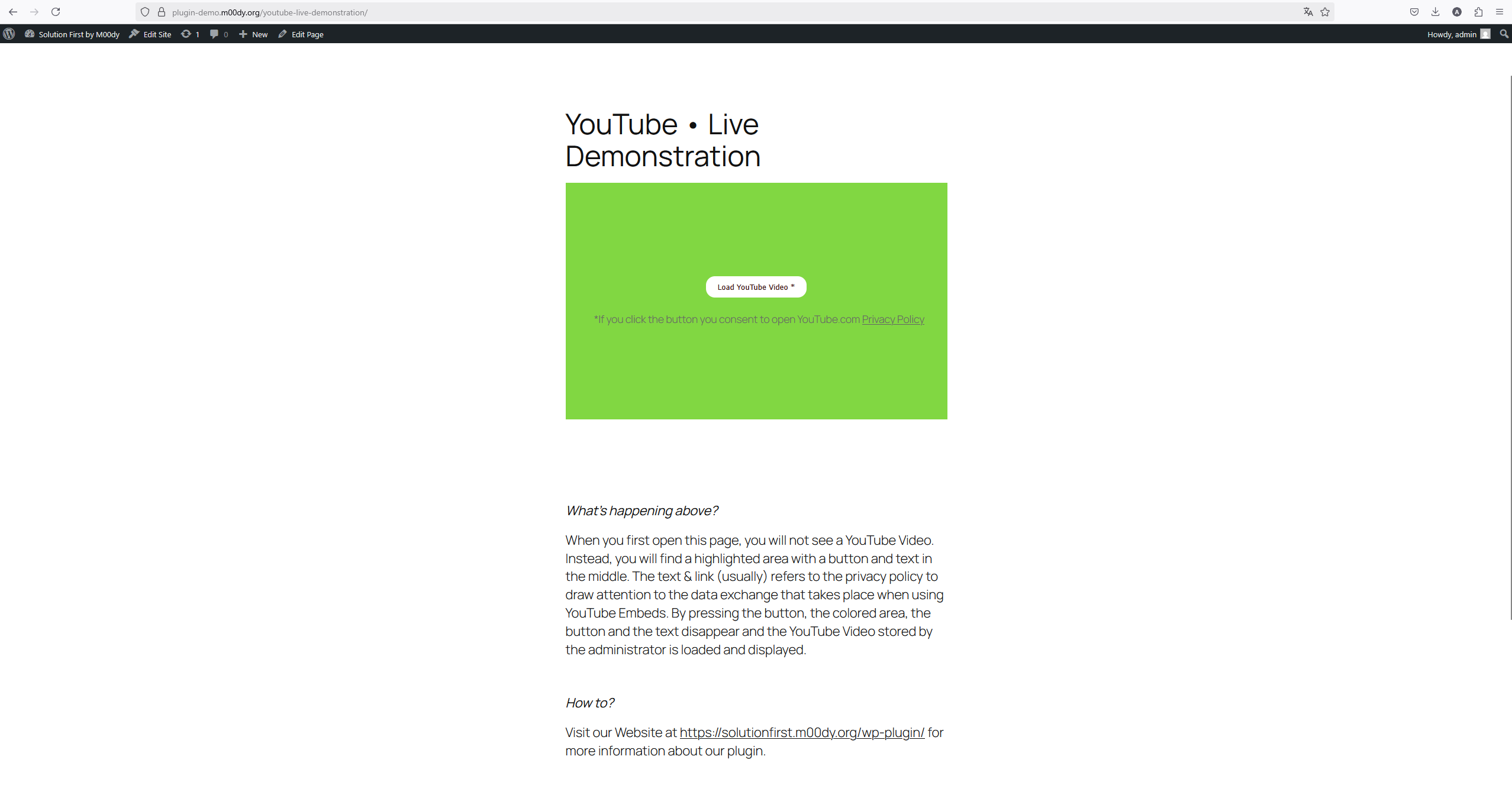 **Frontend** example showing the button and privacy link with different style settings.
