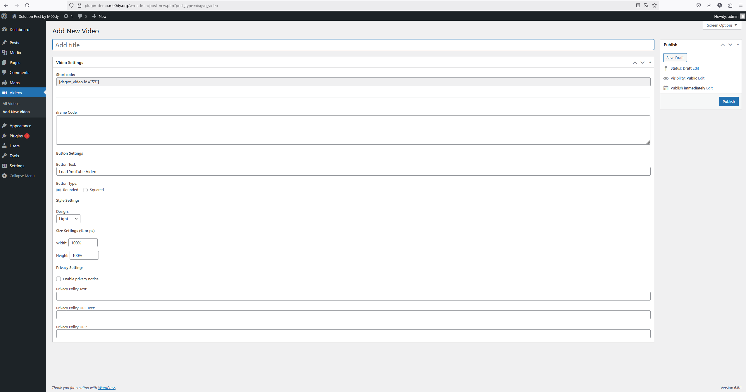 **Add/Edit Video** screen with no input.