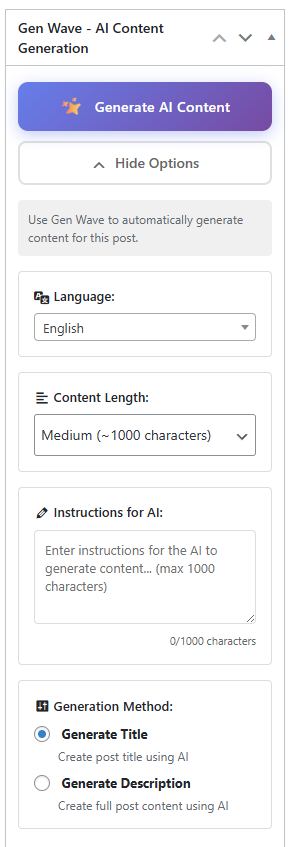 Chat with the AI Agent to manage your WordPress site