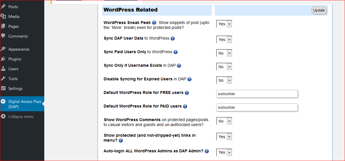 Sync DAP with WordPress