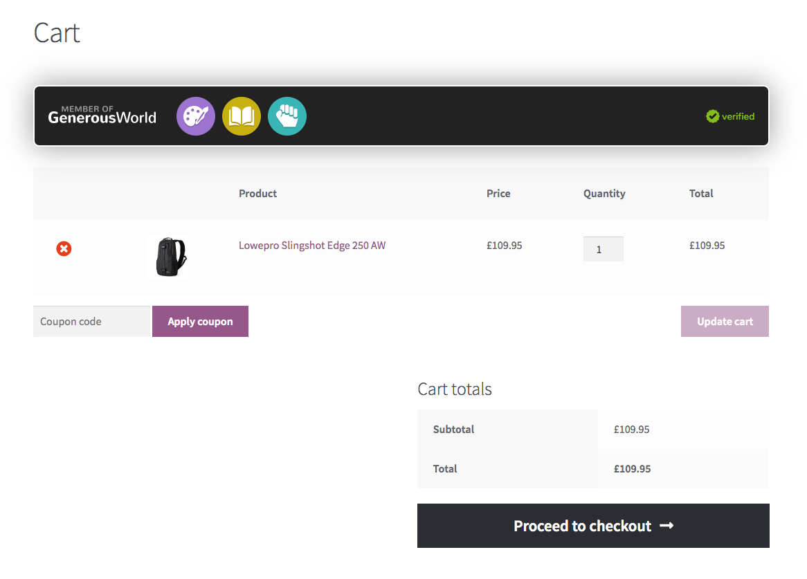 Embedded badge showing up on the cart page. (WooCommerce)