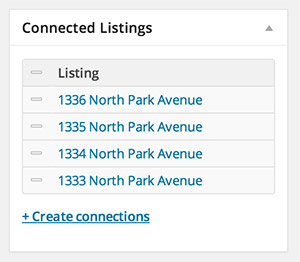 Connected Listings widget on Agent Profile Edit screen