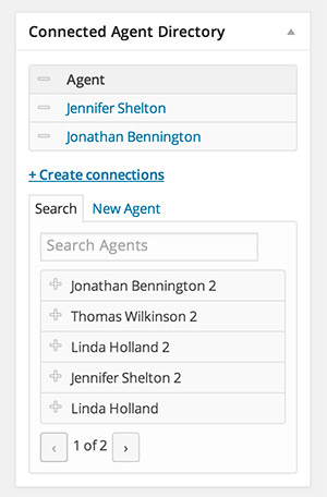 Connected Agent widget on Listing Edit screen