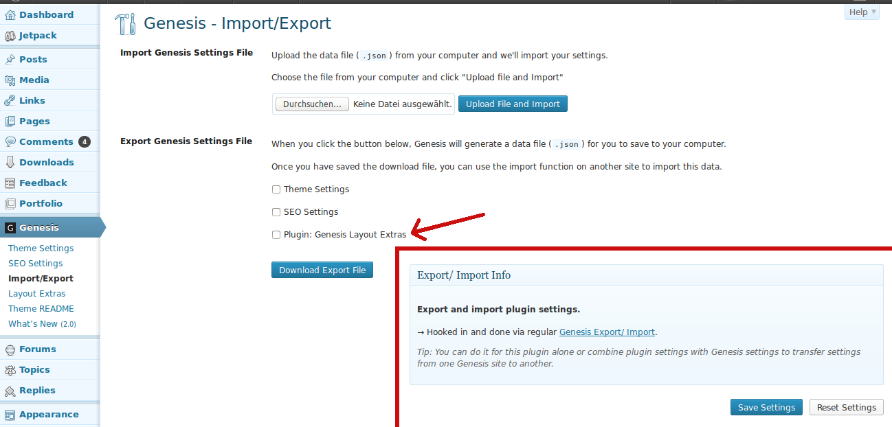 Plugin settings are hooked into the Genesis Exporter feature for easy export & import of plugin settings! :)