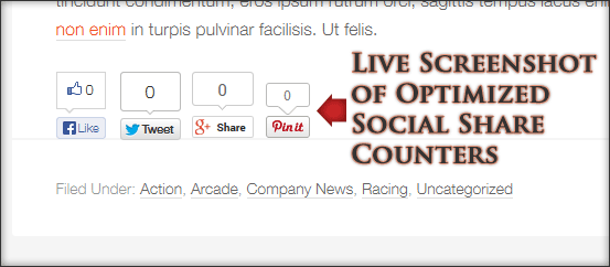 Live screenshot of Genesis Optimized Social Share Counters of this plugin.