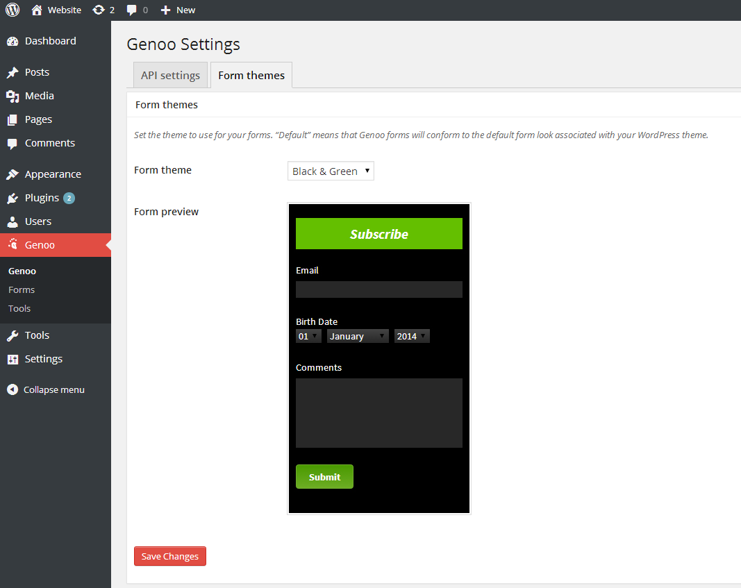 Keep your Form look and feel as the default for your theme, or select from one of our themes.  The look and feel will be applied to lead capture forms you place onto your site pages.