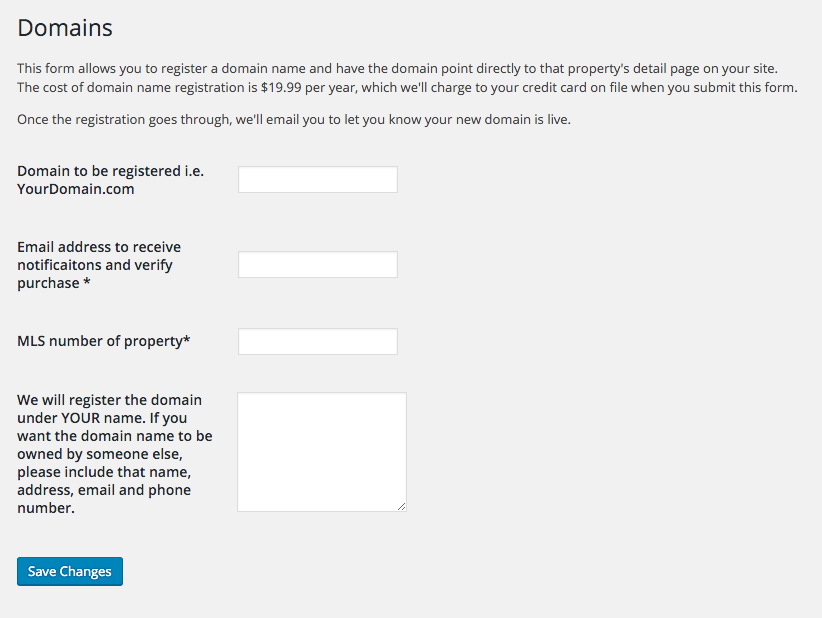 Quickly send us a request to setup a custom domain for any of your listings