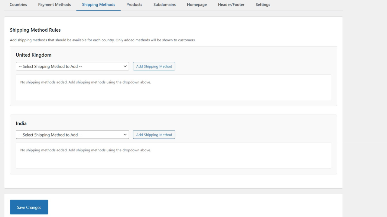 Subdomain redirect settings - Map countries to subdomains