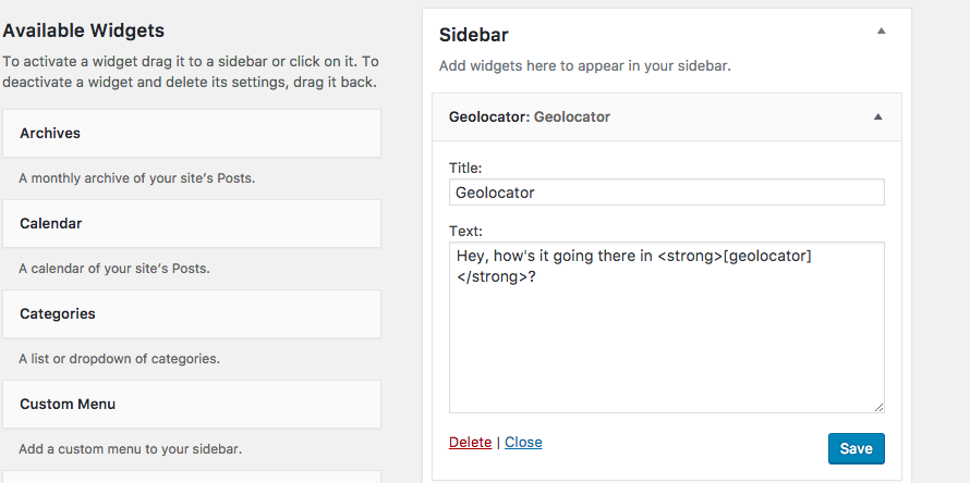 Simple widget that displays country of the visitor.