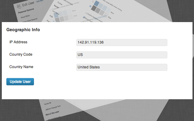 The geographic data is even visible while editing a user.
