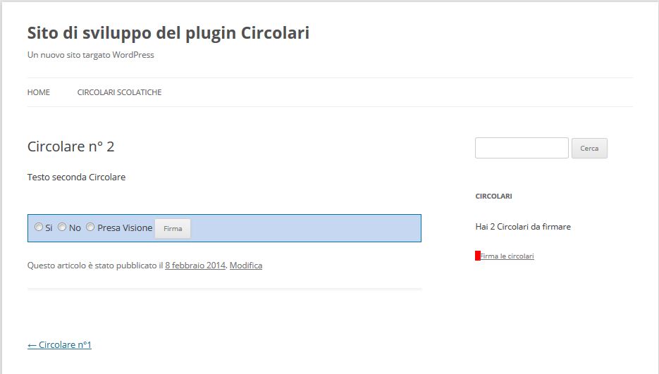 Visualizzazione di una circolare