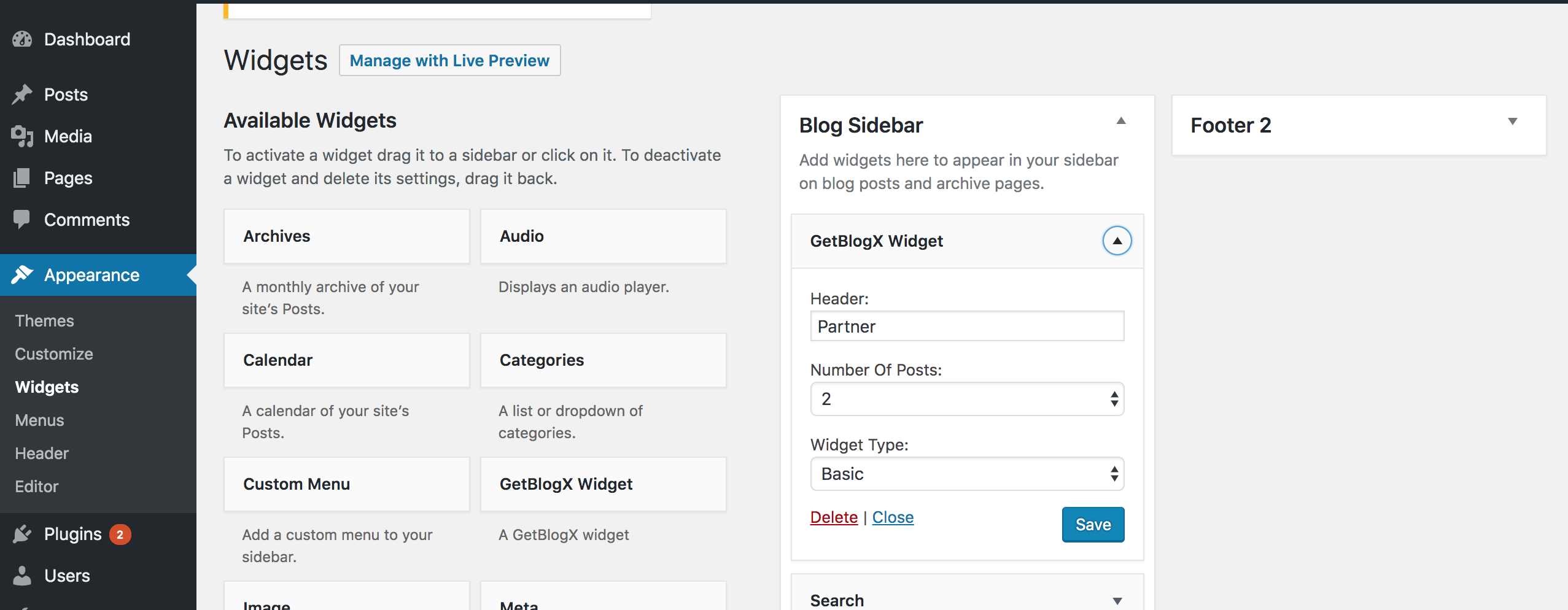 **GetBlogX's sidebar widget**
