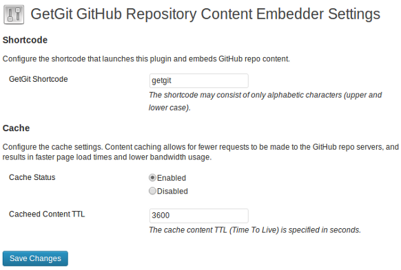 The plugin settings page.