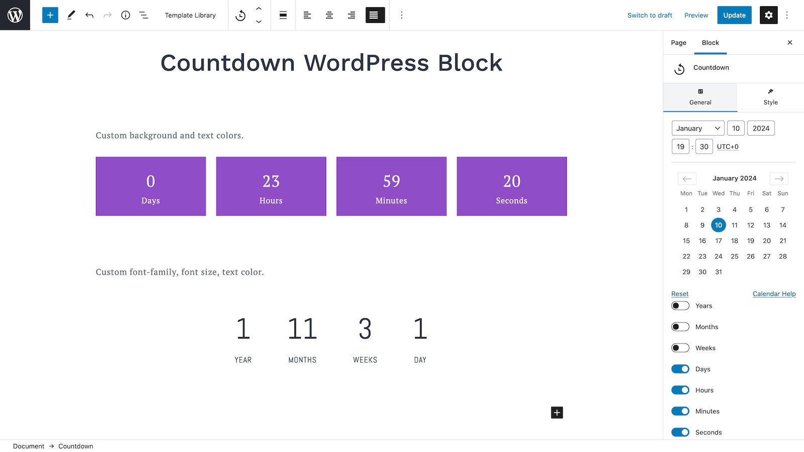 Toggle WordPress Block.