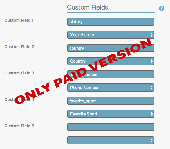 Custom fields for Paid Version