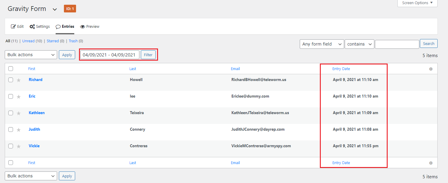The selected date range matched entries are listed as the filter result. `/assets/screenshot-2.png`