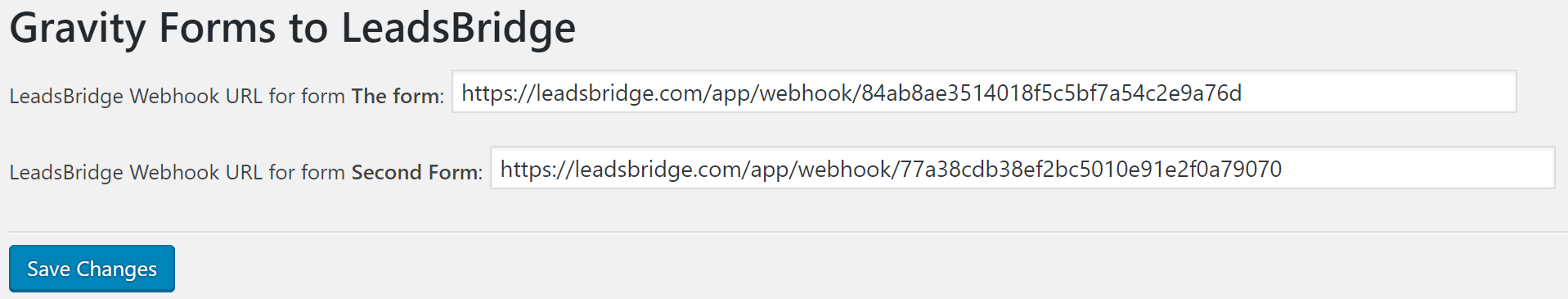 Set the webhooks to LeadsBridge in this way.