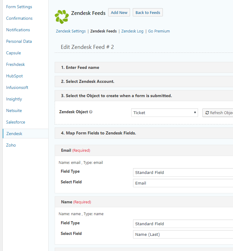 Map required Zendesk fields.