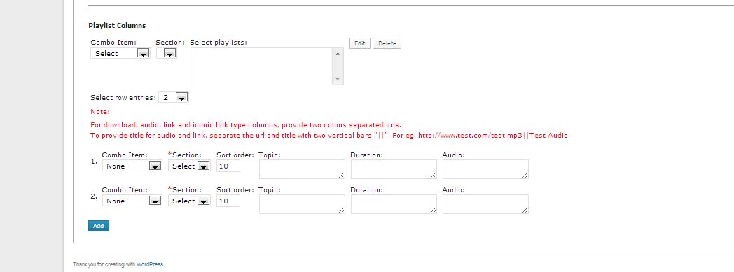 "Creating Playlist" screen 3