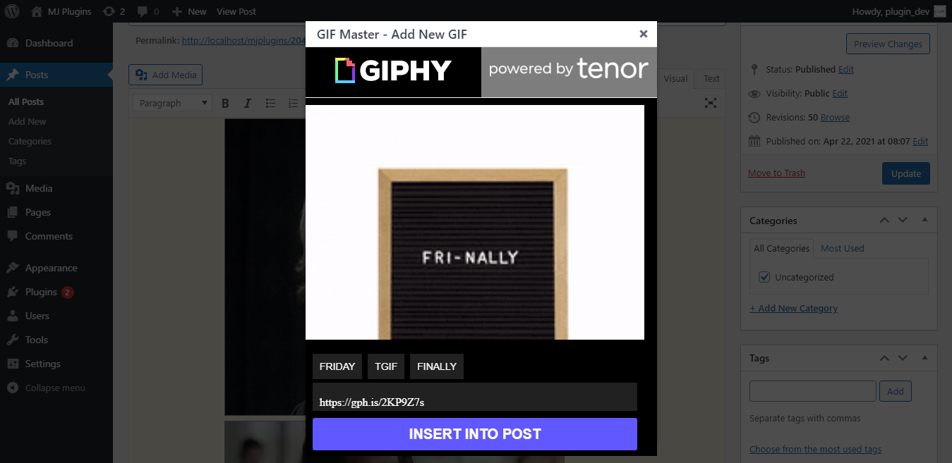 Selecting a gif