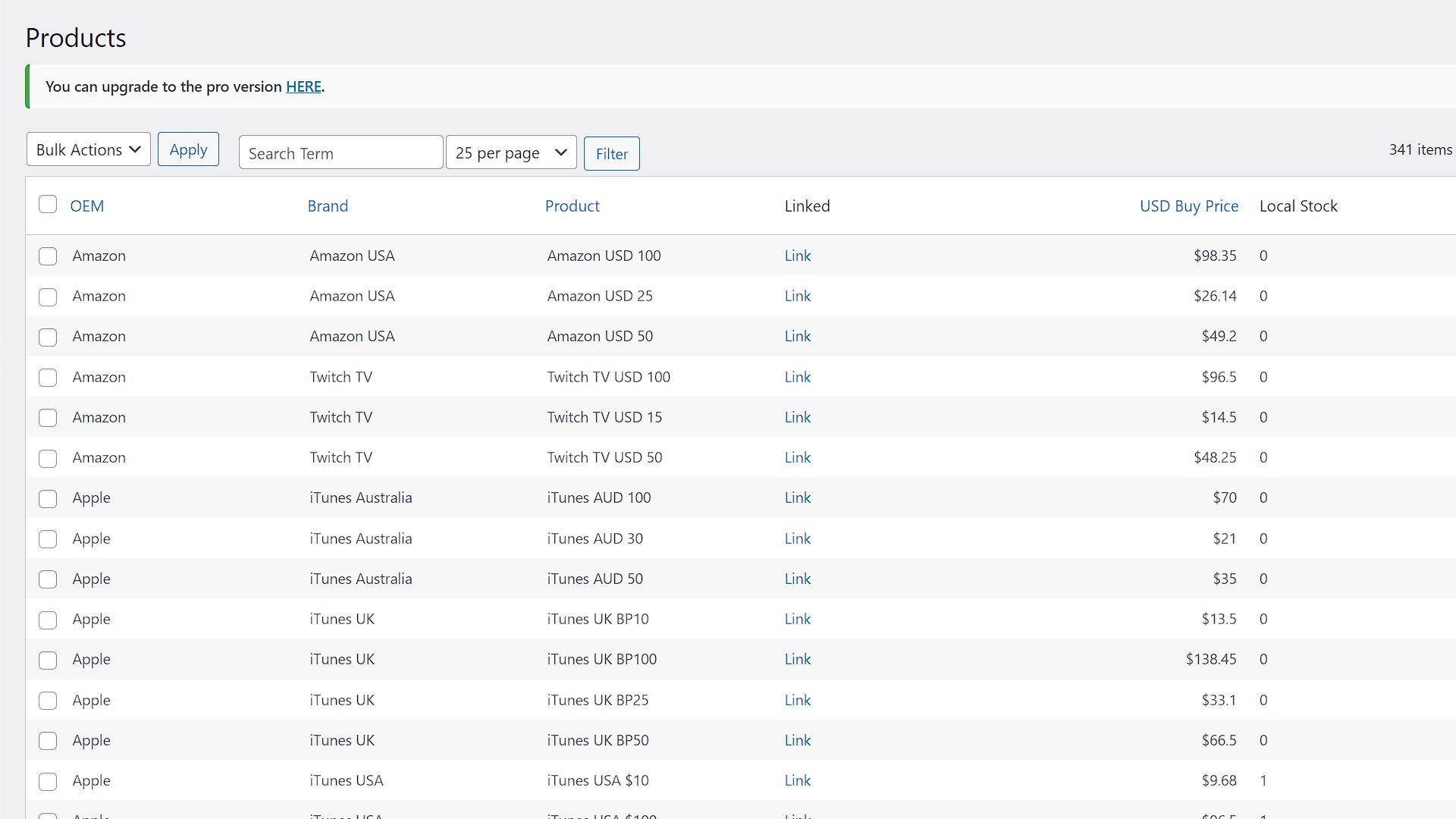 Products - View list of products available on demand