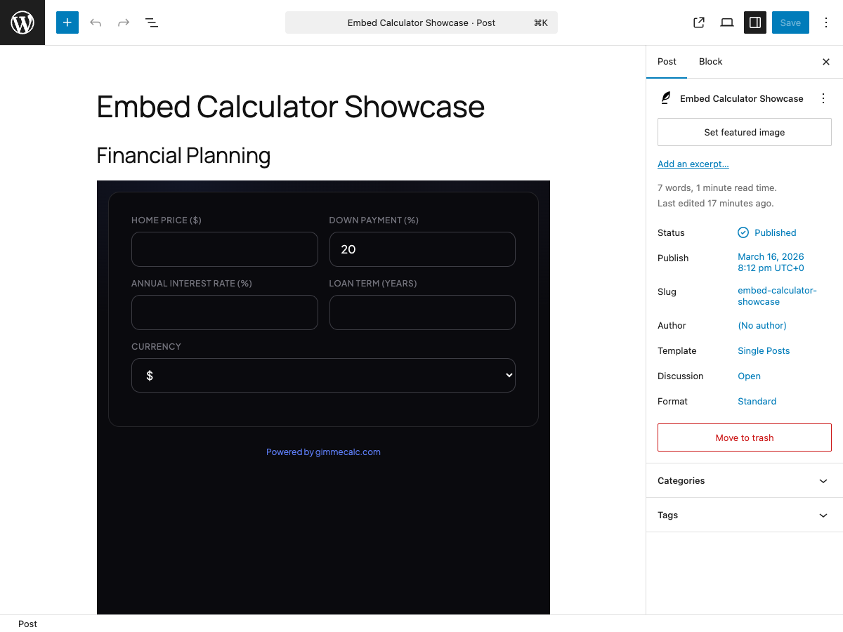 Live preview in the editor
