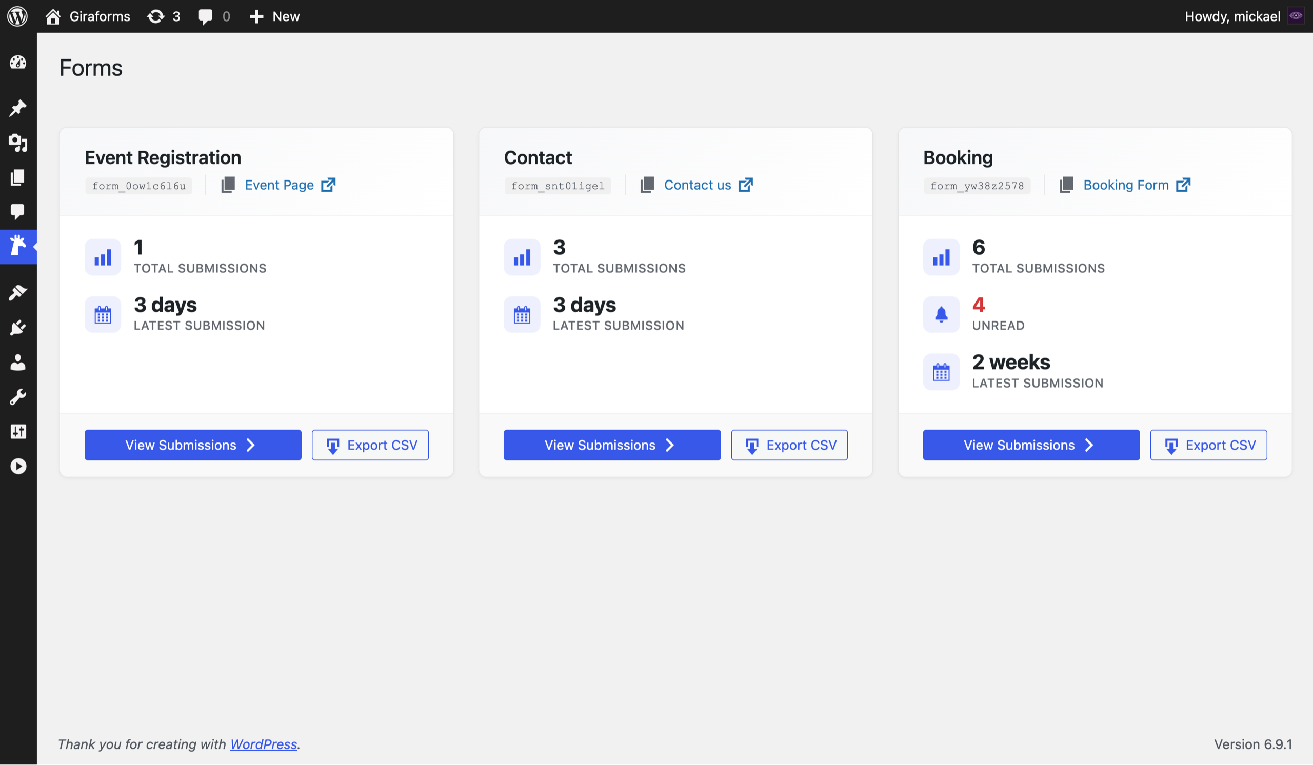 Forms Dashboard - Manage your forms and view submission statistics at a glance.