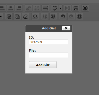 Shorcode dialog.