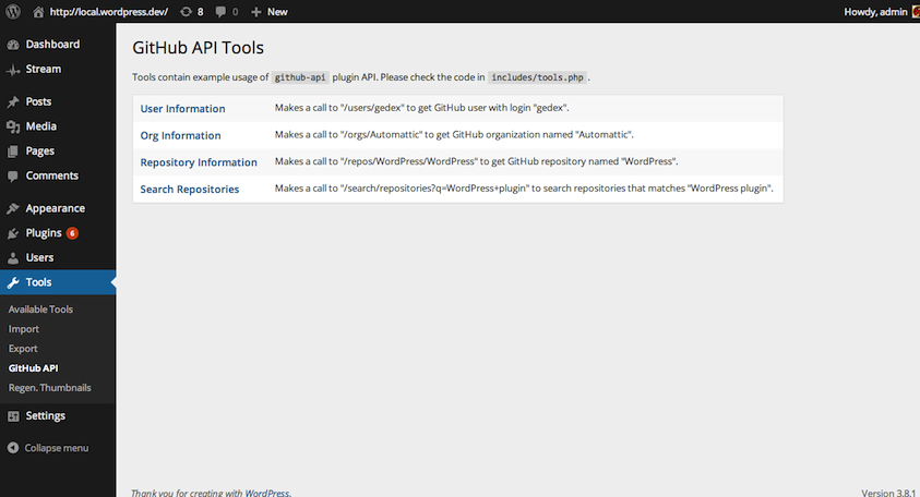 Tools page
