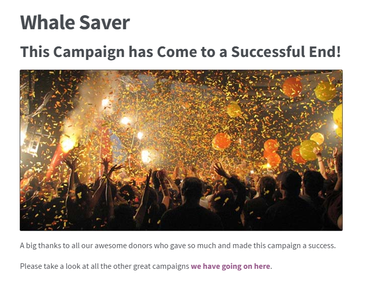 The "Duration Ended" message displayed in place of a donation form when the countdown has ended.