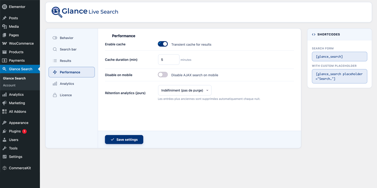 Mobile overlay — full-screen search on small screens