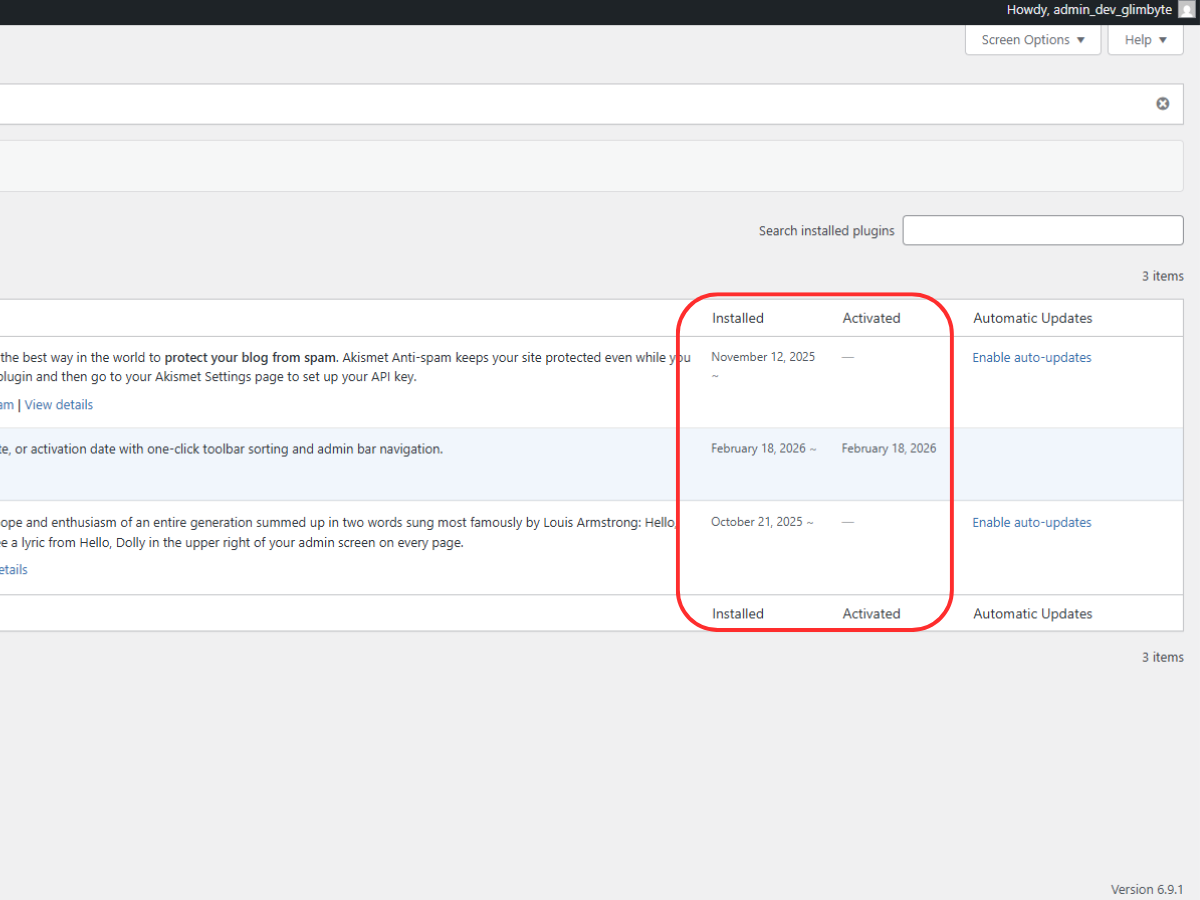 The Extensions menu in the admin bar shown on the front end of the site, accessible from any page.