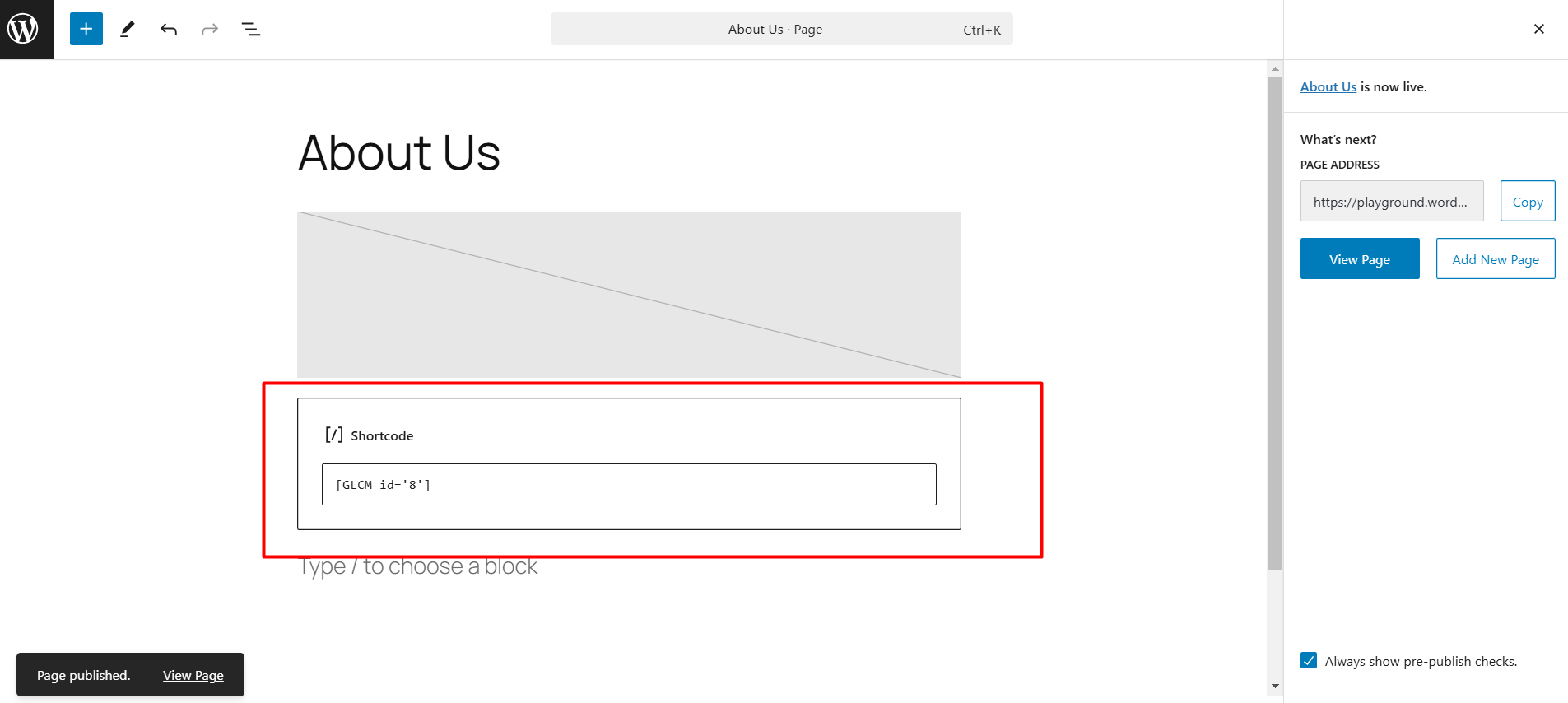 Use the shortcode in any page.