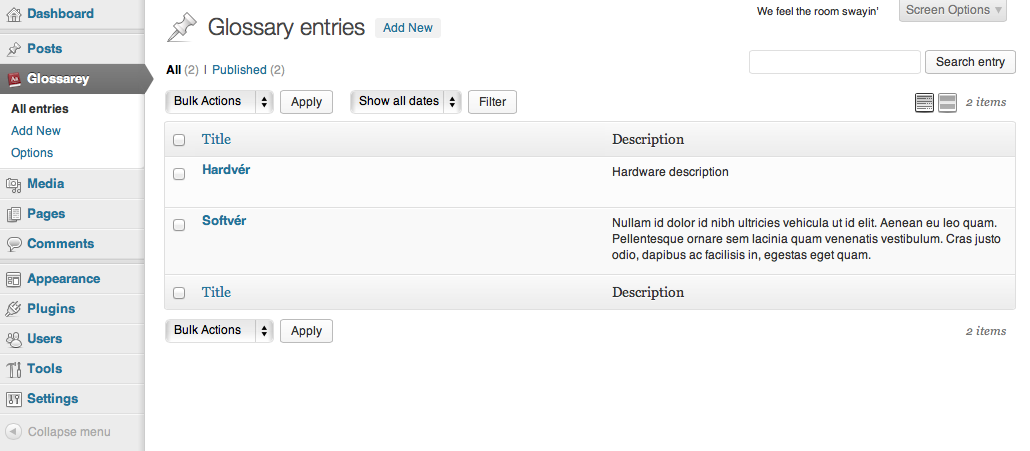 Creating your own glossary via custom post type