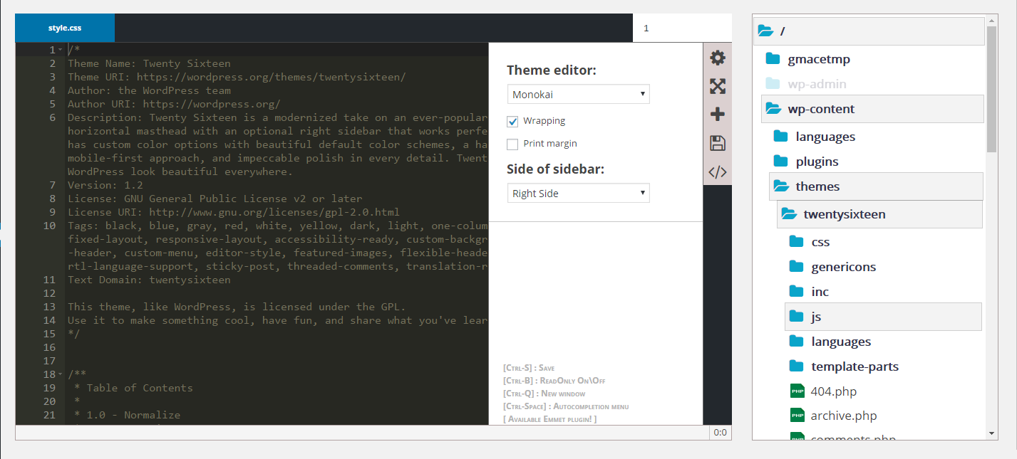 Style Monokai. Right-Menu. Highlighting the path to the selected file