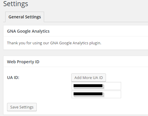 General Settings Page.