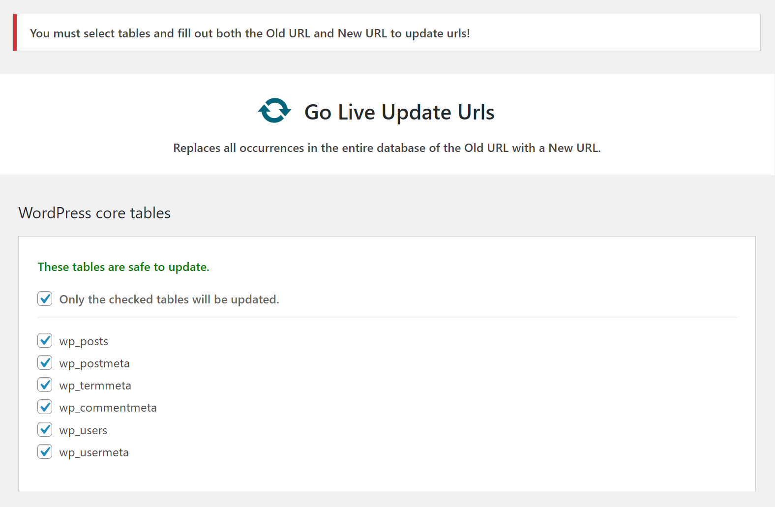 Update prevented due to incomplete data entered.