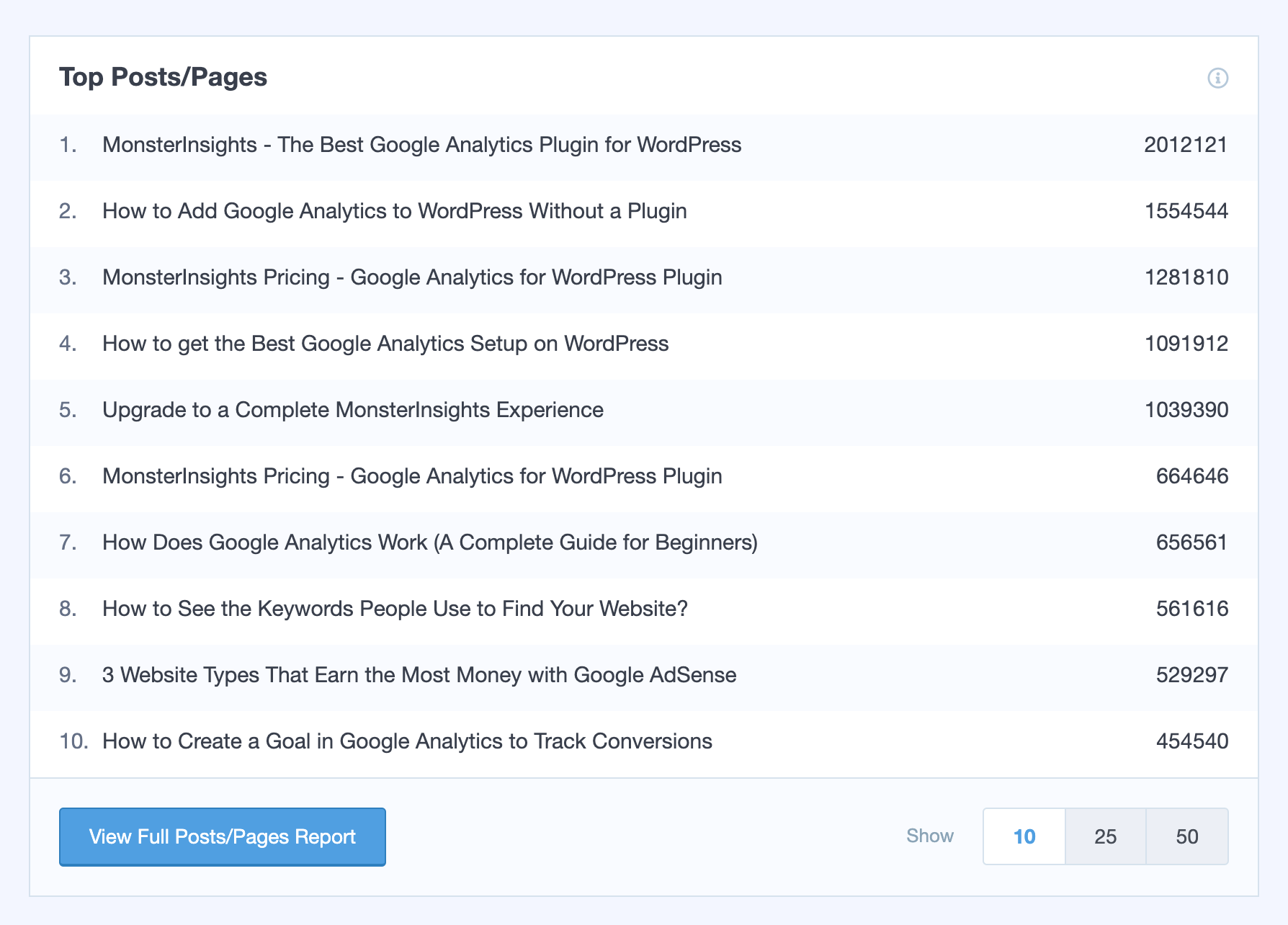 Settings page