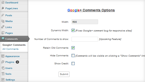 Google+ Comments in a page.